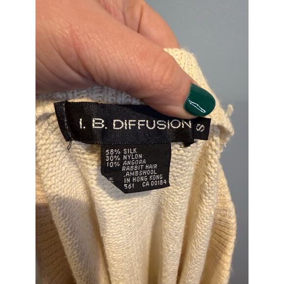 I.B. Diffusion Knit Midi Skirt Cream Silk Angora Blend Size S - Picture 3 of 3